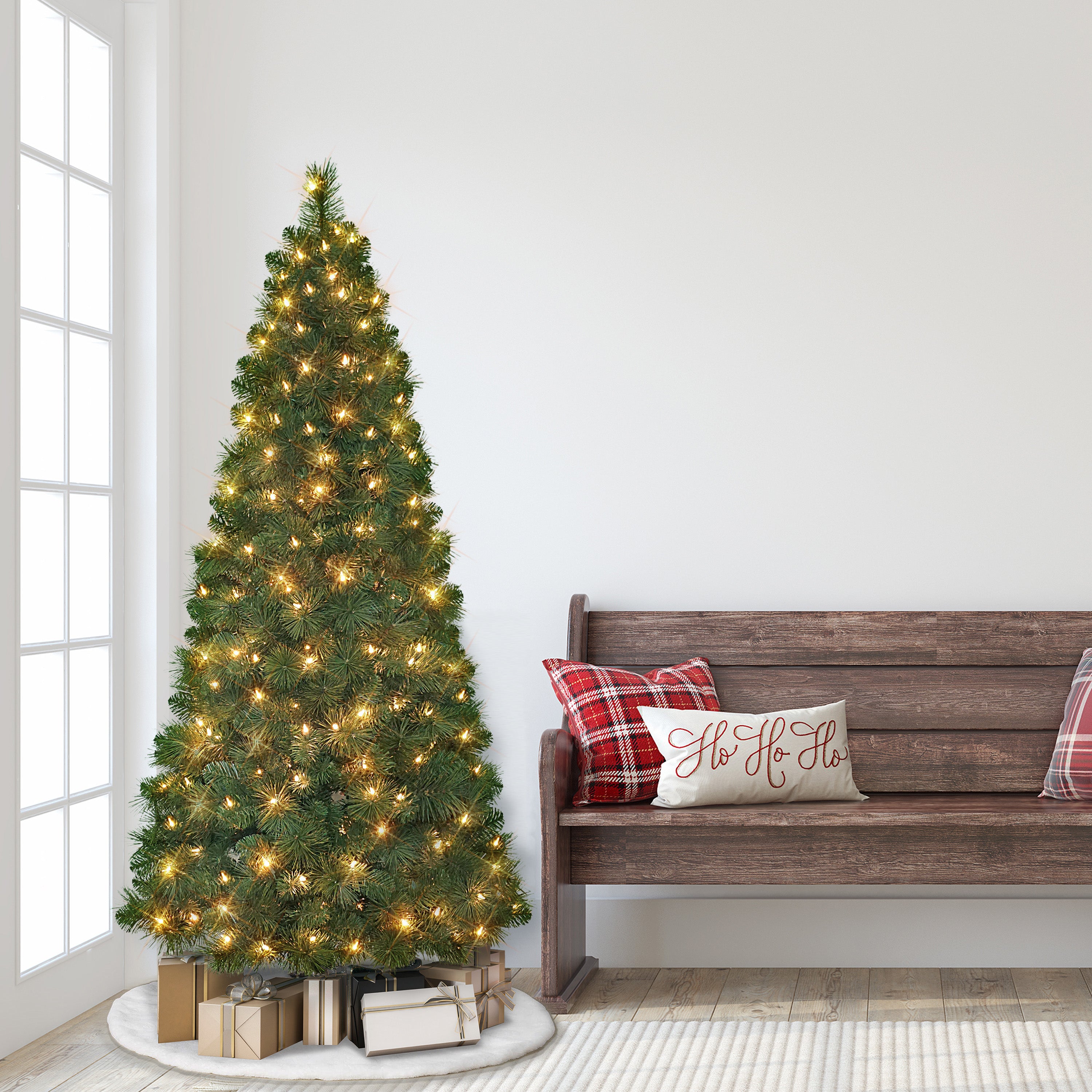6.5ft Pre-lit Wall Half Tree